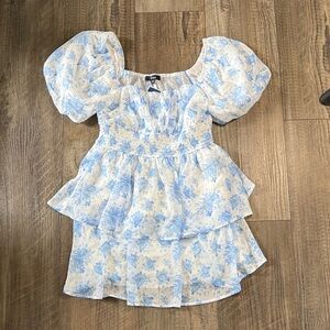 Trixxi Blue and White Floral Dress